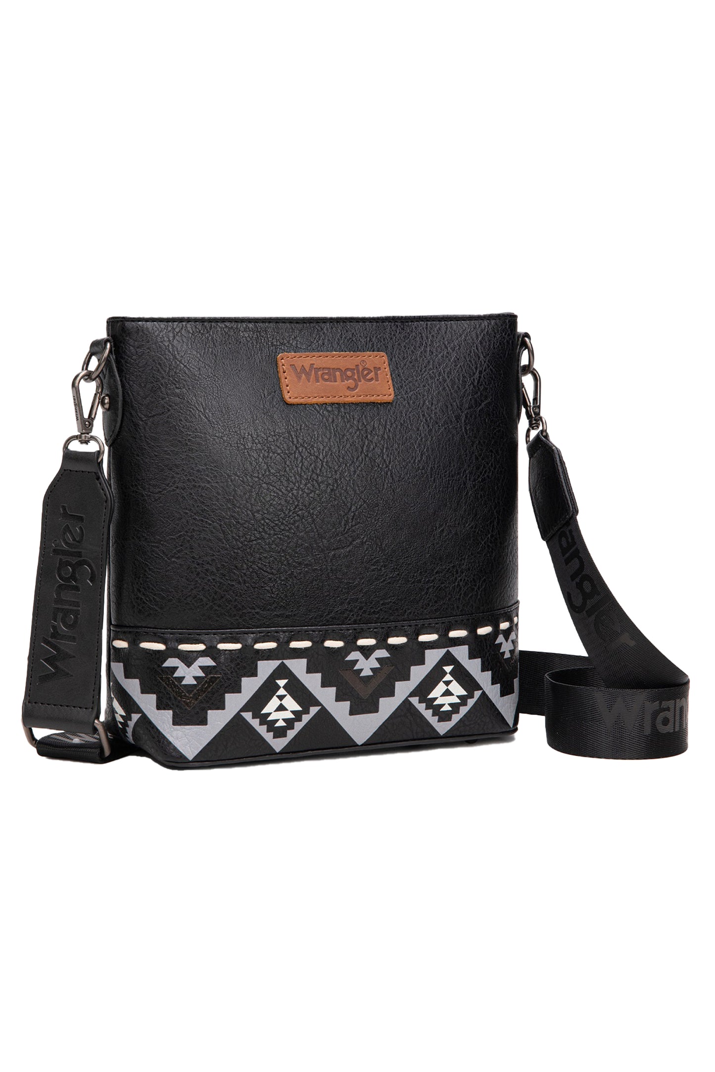 Wrangler Lana Aztec Print Crossbody Bag - Black