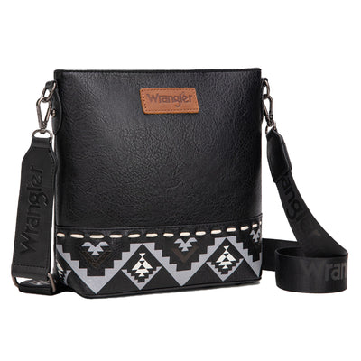 Wrangler Lana Aztec Print Crossbody Bag - Black
