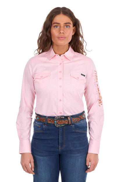 Wrangler Women’s Hazel Logo Western Long Sleeve Shirt - Blush