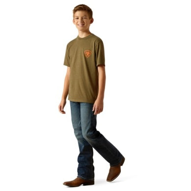 Ariat Boys Grain Flag Short Sleeve Tee Military Heather