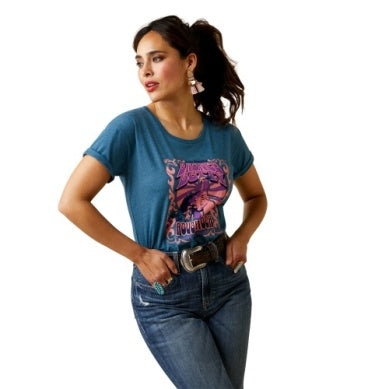 ARIAT WMNS BRONC BETTY SS TEE STEEL BLUE HEATHER