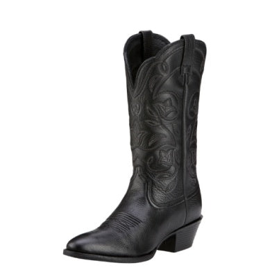 Ariat Womens Heritage Western R toe Black Deertan