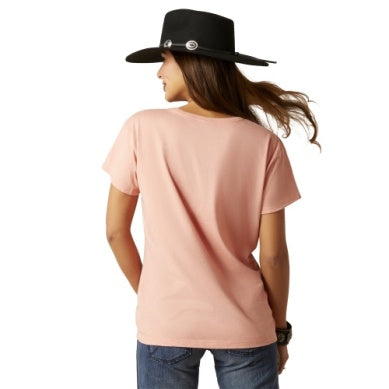 ARIAT LADIES COW CHART SS TEE SUNSET HEATHER