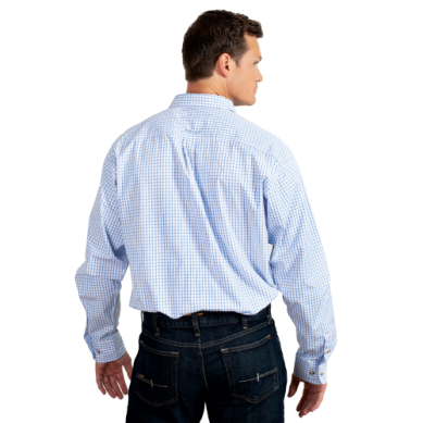 Ariat Mens Pro Series Cliff Long Sleeve Shirt Light Blue Check