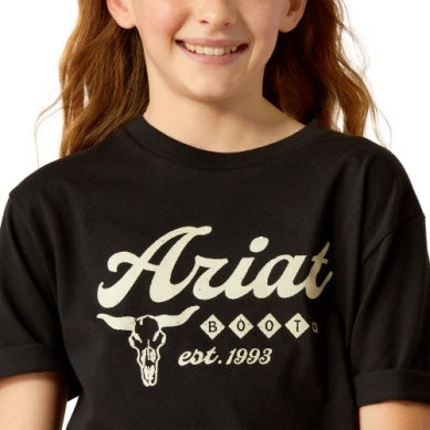 Ariat Girls Established Boot Co Short Sleeve Tee Black