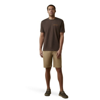 ARIAT MENS SHIELD STITCH SS TEE BROWN HEATHER