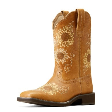 Ariat Ladies Blossom Sanded Tan Square Toe Boot