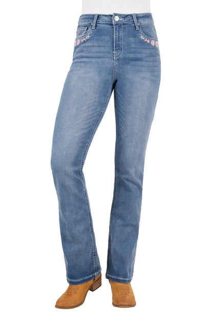 PURE WESTERN WMNS FLORA HI RISE B/CUT JEAN 32' LEG
