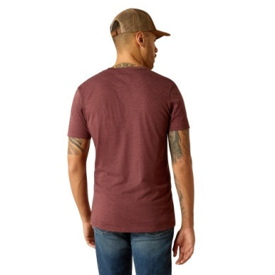 Ariat Mens Established Boot Co. Short Sleeve Tee Maroon Heather
