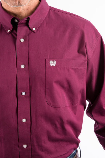 CINCH MENS L/S SHIRT BURGANDY
