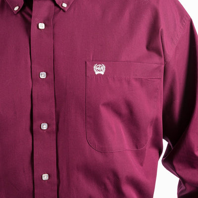 CINCH MENS L/S SHIRT BURGANDY