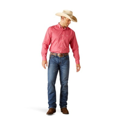 Ariat Mens Wrinkle Free Brennan Long Sleeve Shirt Pink