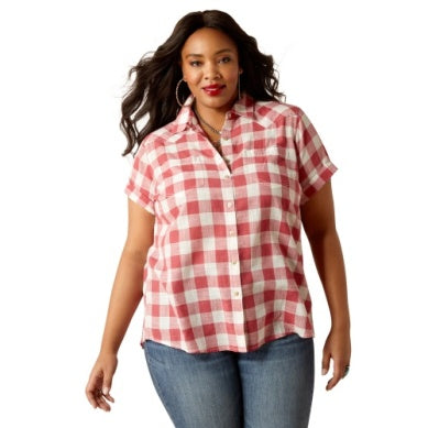 Ariat Womens Billie Jean Short Sleeve Shirt Cherry Gingham