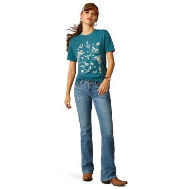 Ariat Womens Sketch Pad Short Sleeve Tee Deep Sea Heather