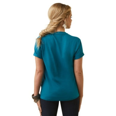 Ariat Womens Heartland Short Sleeve Tee Deep Lagoon
