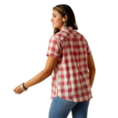 Ariat Womens Billie Jean Short Sleeve Shirt Cherry Gingham