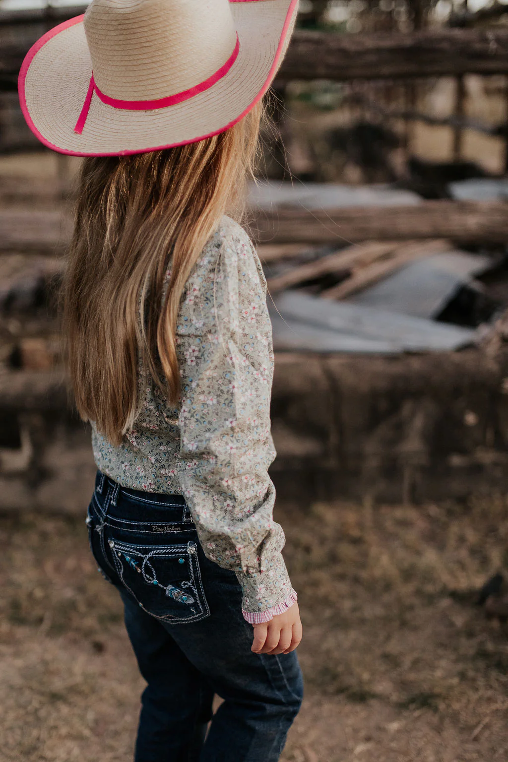 Little Windmill Clothing Co. Girls "Connie"  Fancy Floral Ruffle Collared Fronted Shirt