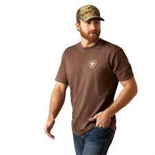 ARIAT MENS TONAL FLAG SS TEE BROWN HEATHER
