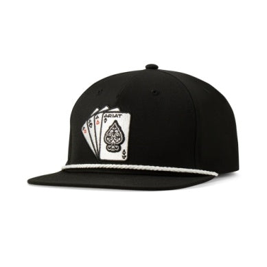 Ariat Mens 4 Aces Fabric Black Snap Back Cap
