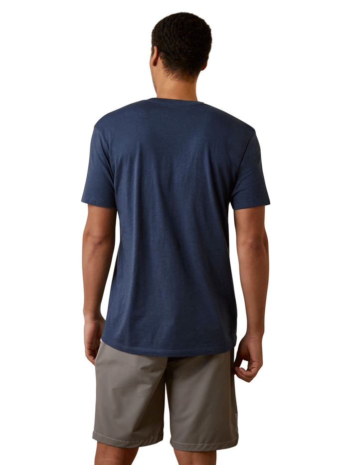 ARIAT MENS RODEO SKULL SS TEE NAVY HEATHER