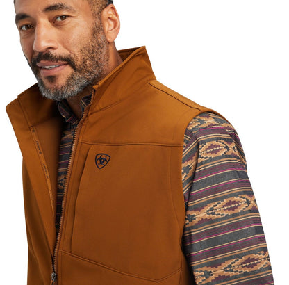 ARIAT MENS LOGO 2.0 SOFTSHELL VEST CHESTNUT