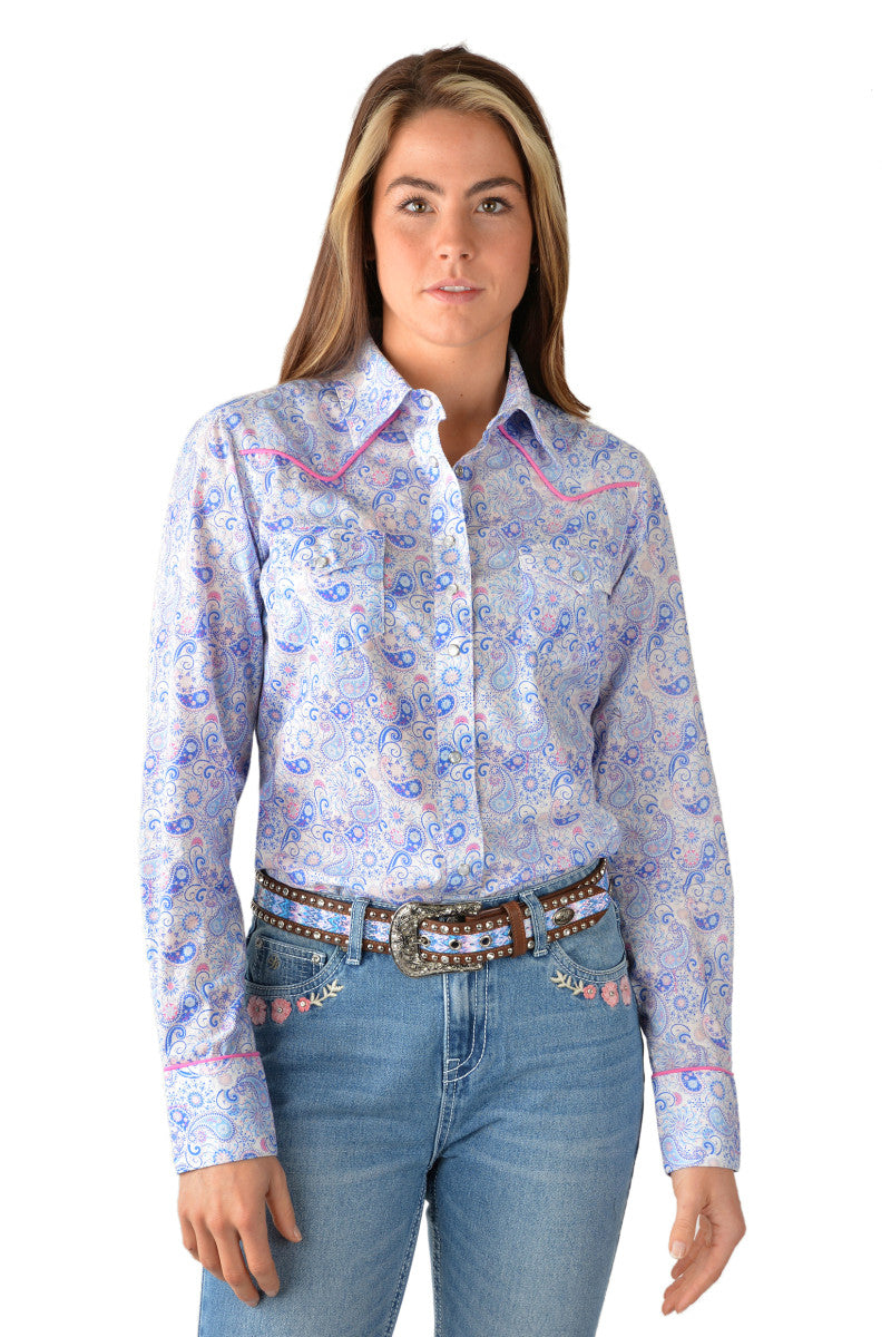 PURE WESTERN WMNS WILLOW PRINT LS SHIRT