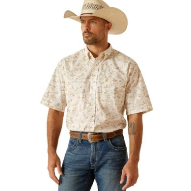 Ariat Mens Edison Short Sleeve Shirt Tan