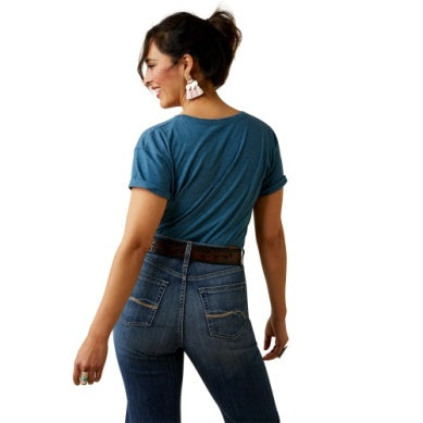 ARIAT WMNS BRONC BETTY SS TEE STEEL BLUE HEATHER