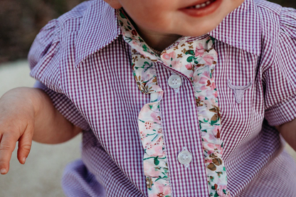 Little Windmill Clothing Co.  "Annabelle" Violet Short Sleeve Romper