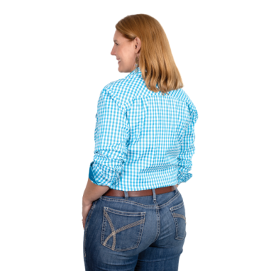 Just Country Abbey Full Button Print Blue Jewel Check Workshirt