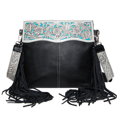 The Design Edge Tooling Hand Carved Medium Sling Bag with Turquoise Base – TLB-16