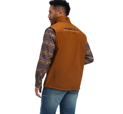 ARIAT MENS LOGO 2.0 SOFTSHELL VEST CHESTNUT