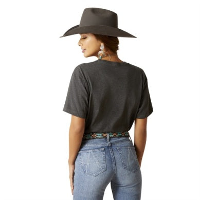ARIAT LADIES DESERT DIAMOND SS TEE CHARCOAL HEATHER