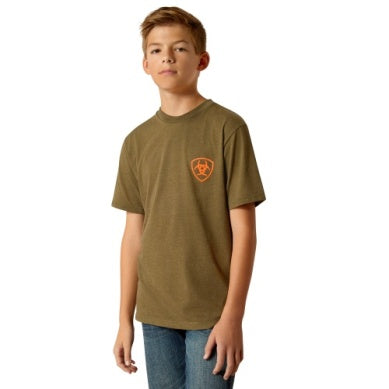 Ariat Boys Grain Flag Short Sleeve Tee Military Heather