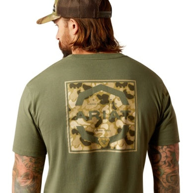 Ariat Mens Duck Short Sleeve Tee Surplus Green
