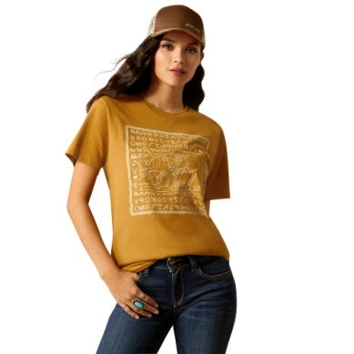 Ariat Womens Longhorn Brand Short Sleeve Tee Harvest Gold