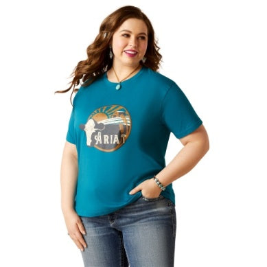 Ariat Womens Heartland Short Sleeve Tee Deep Lagoon
