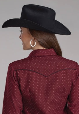 Roper Womens Karman Special Long Sleeve Print Shirt Wine 01-050-0086-1066