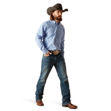 Ariat Mens Pro Series Mekhi Classic Long Sleeve Shirt Blue