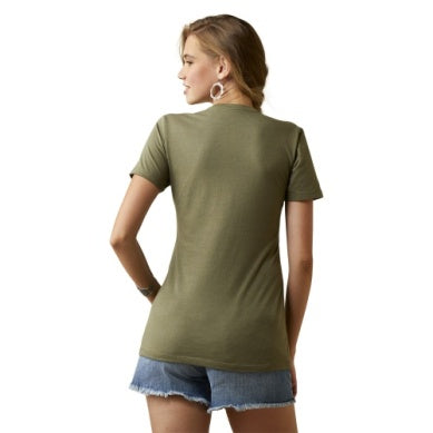 ARIAT WMNS MUSTANG FEVER SS TEE MILITARY HEATHER