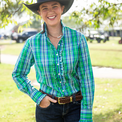 Black Colt Clothing Womens Kirby Shirt - Green/Blue/White Plaid