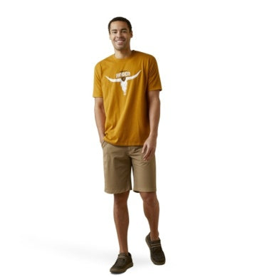 ARIAT MENS RODEO SKULL SS TEE BUCKHORN HEATHER