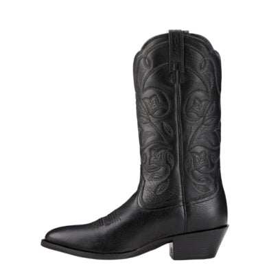Ariat Womens Heritage Western R toe Black Deertan