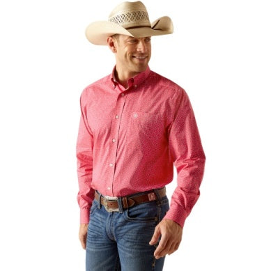 Ariat Mens Wrinkle Free Brennan Long Sleeve Shirt Pink
