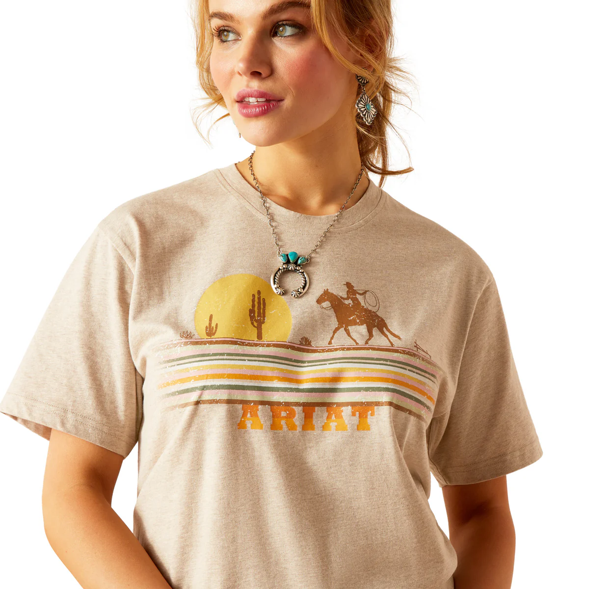 Ariat Womens Cowgirl Desert Short Sleeve TShirt - Oatmeal Heather