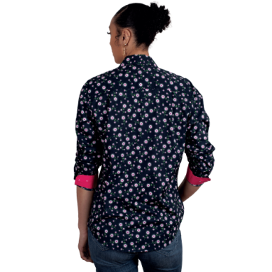 Just Country Womens Georgie Half Button Print Workshirt Navy Primose