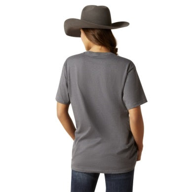 ARIAT LADIES DENIM LABEL SS TEE TITANIUM