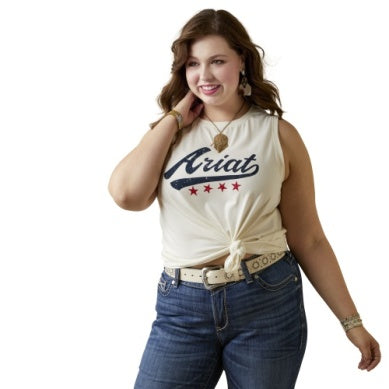 Ariat Ladies Retro Slvls Tank Egret