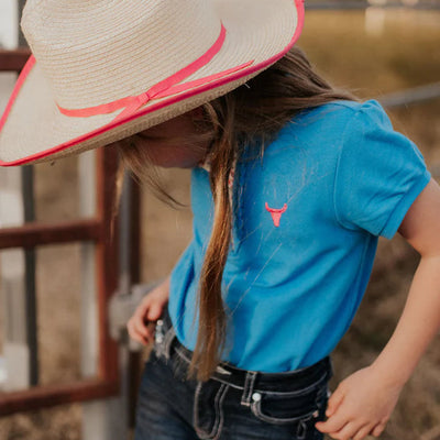 Little Windmill Clothing co. Girls "Ava" Ruffle Bubble Blue Contrast Polo