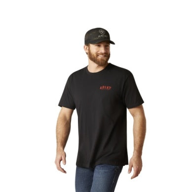 ARIAT MENS WESTERN VERTICAL FLAG SS TEE BLACK